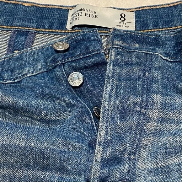 Abercrombie & Fitch denim distressed high rise shorts floral embroidery size 8 - Picture 5 of 13